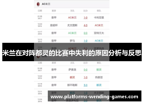 米兰在对阵都灵的比赛中失利的原因分析与反思